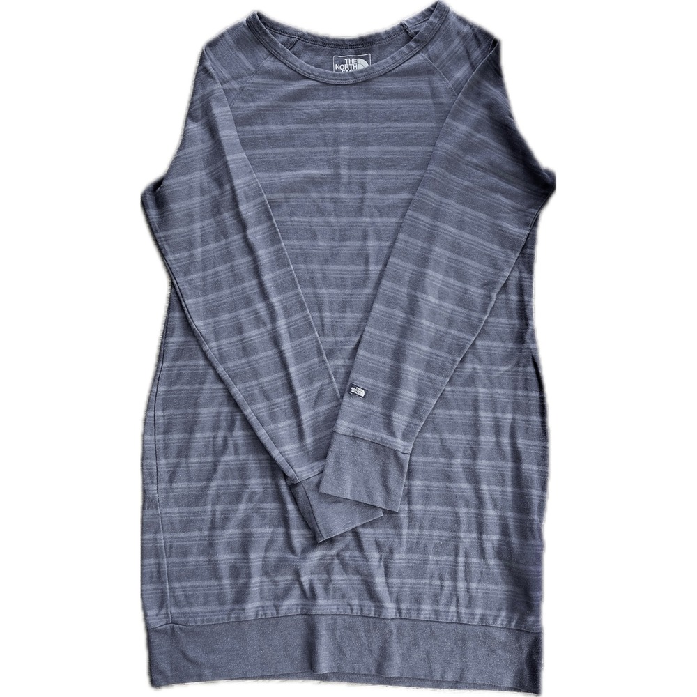 The North Face Womens blue Gray Striped Long Sleeve Raglan Mini‎ Dress Large